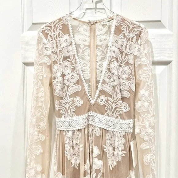 For Love & Lemons Ivory White Temecula Floral Lace Mesh Embroidered Maxi Dress - Picture 5 of 9